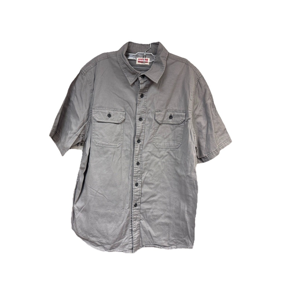 Wrangler MEN'S Relaxed Fit Short Sleeve Utility Shirt Gray Size Large